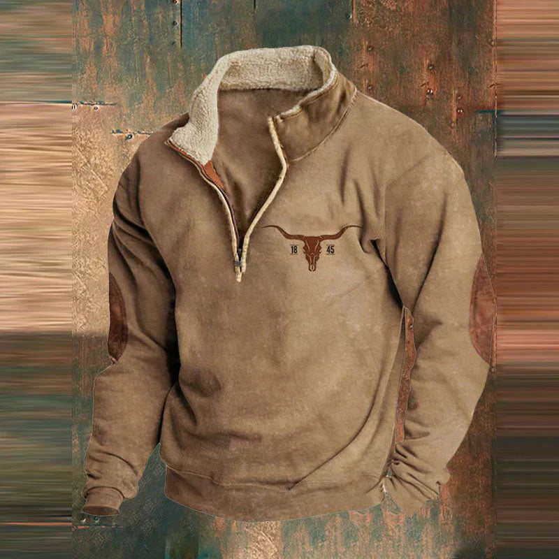 Sweatshirt med halv dragkedja - Varm fleecefodrad tröja med kvarts dragkedja för herrar för vintern-Eva Jonsson