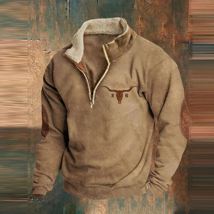 Sweatshirt med halv dragkedja - Varm fleecefodrad tröja med kvarts dragkedja för herrar för vintern-Eva Jonsson