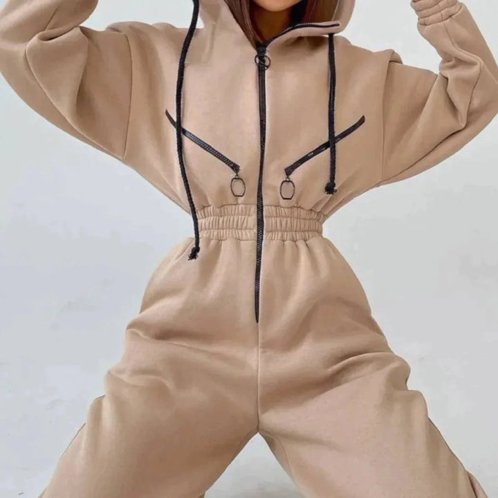 Sweatshirt-overall | Med huva | Rynkad midja | Casual overall | Damoverall-Eva Jonsson