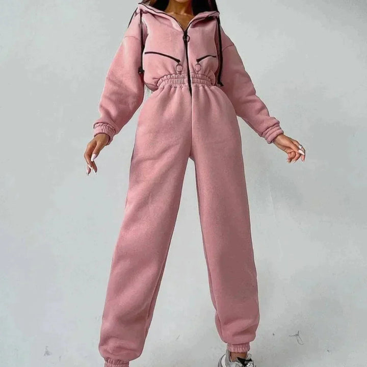 Sweatshirt-overall | Med huva | Rynkad midja | Casual overall | Damoverall-Eva Jonsson