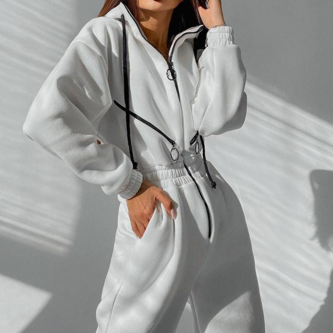 Sweatshirt-overall | Med huva | Rynkad midja | Casual overall | Damoverall-Eva Jonsson