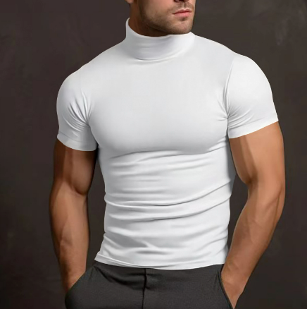 T-shirt med sköldpaddshals - Slim Fit-tröja med hög hals för män-Eva Jonsson
