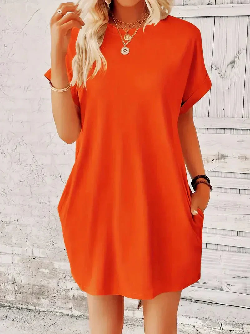 T-shirtklänning – Casual – Löst sittande – Miniklänning – Sommarklänning-Eva Jonsson