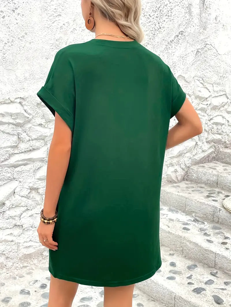 T-shirtklänning, Kortärmad, Fickor, Kort klänning, Lös passform-Eva Jonsson