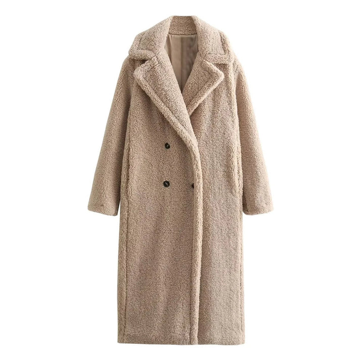 Teddy Coat | Dubbelknäppt | Fuskpäls | Vinterjacka | Lång överrock Dam-Eva Jonsson