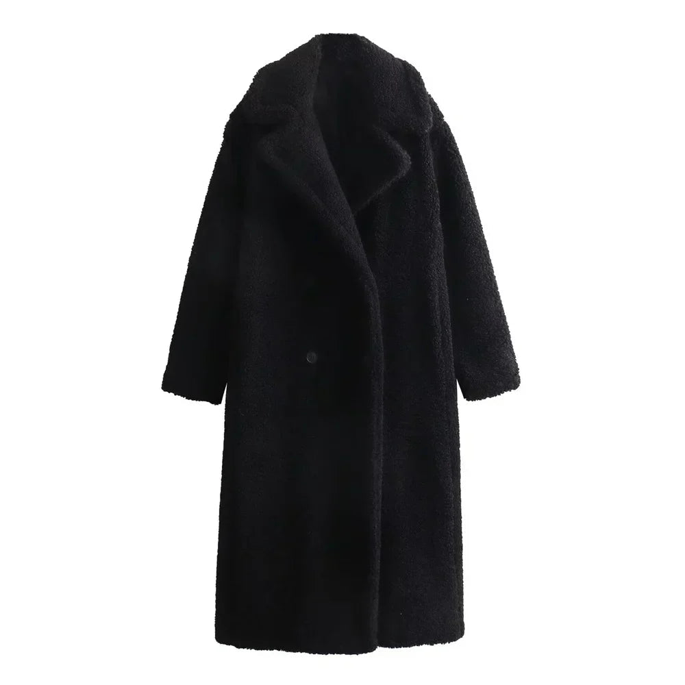 Teddy Coat | Dubbelknäppt | Fuskpäls | Vinterjacka | Lång överrock Dam-Eva Jonsson