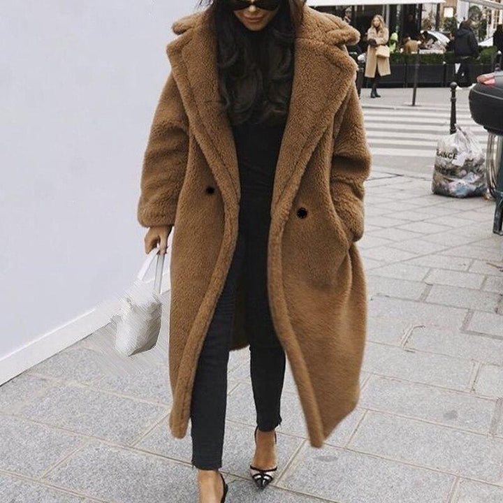 Teddy Coat | Dubbelknäppt | Fuskpäls | Vinterjacka | Lång överrock Dam-Eva Jonsson