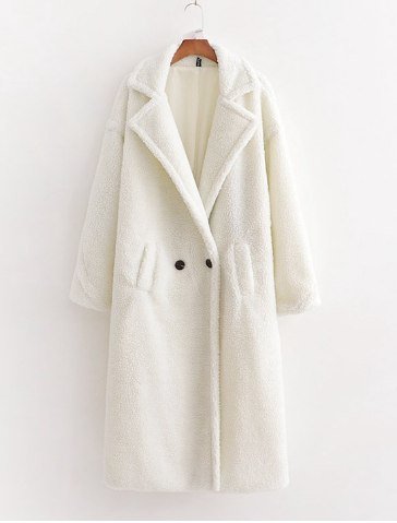 Teddy Coat | Fuskpäls | Dubbelknäppt | Lång vinterrock | Lång överrock Dam-Eva Jonsson