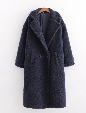 Teddy Coat | Fuskpäls | Dubbelknäppt | Lång vinterrock | Lång överrock Dam-Eva Jonsson