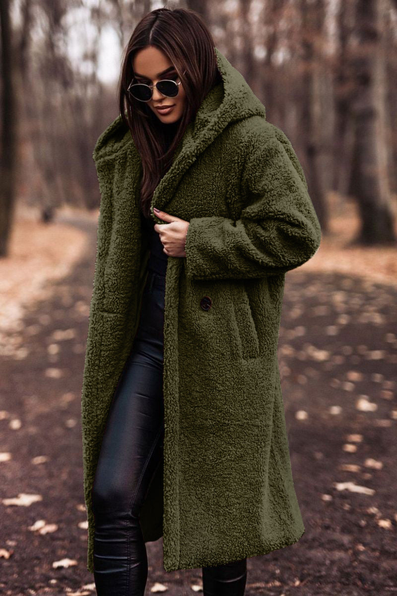 Teddy Coat | Hooded | Faux Fur | Long Coat | Vinterjacka för kvinnor-Eva Jonsson