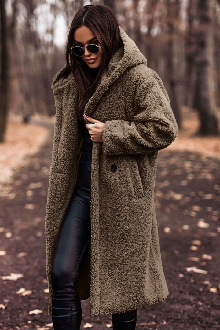 Teddy Coat | Hooded | Faux Fur | Long Coat | Vinterjacka för kvinnor-Eva Jonsson