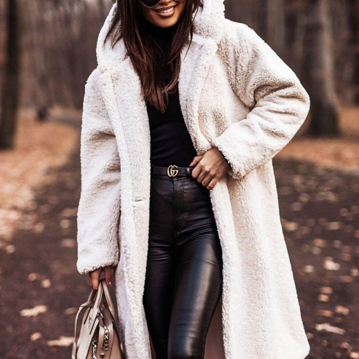 Teddy Coat | Hooded | Faux Fur | Long Coat | Vinterjacka för kvinnor-Eva Jonsson