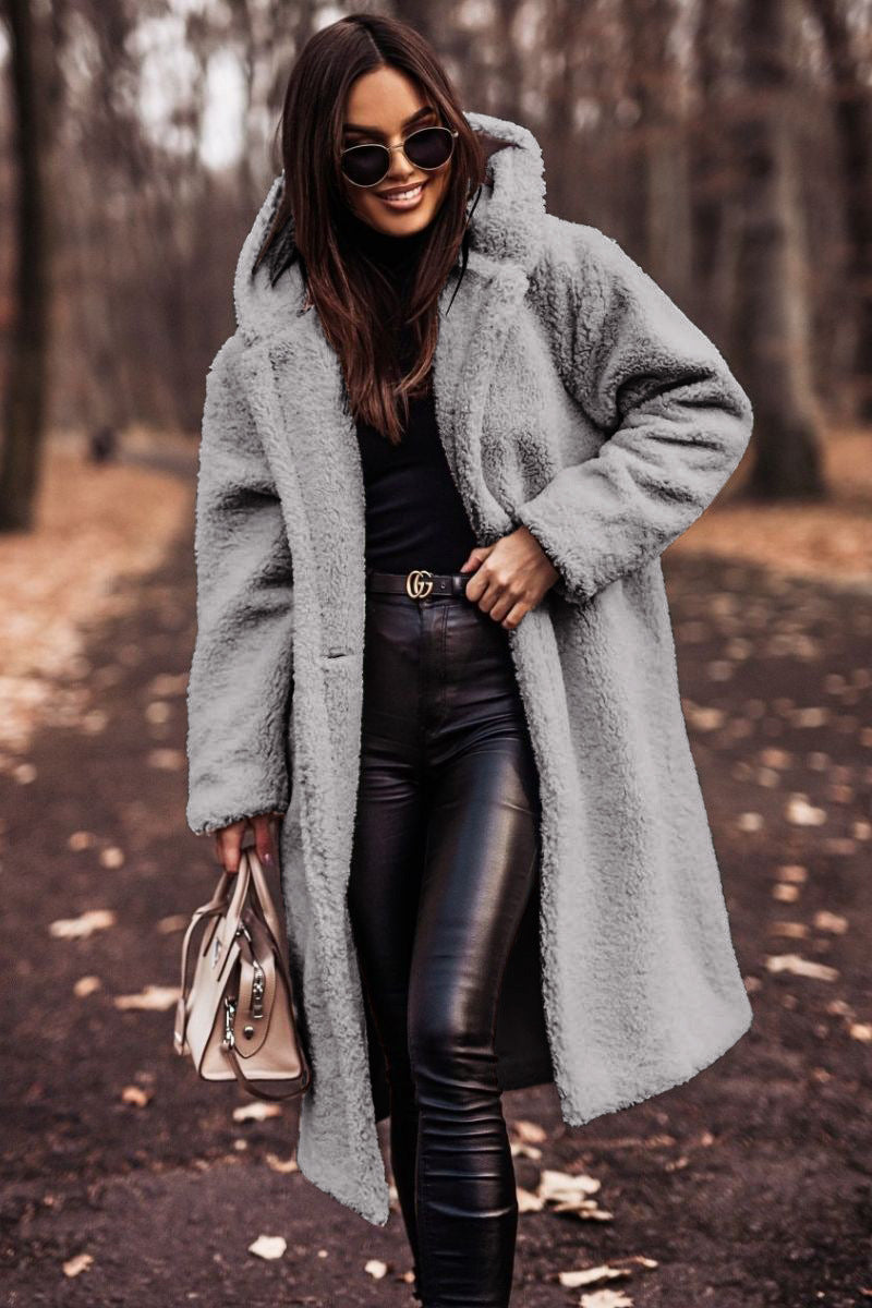 Teddy Coat | Hooded | Faux Fur | Long Coat | Vinterjacka för kvinnor-Eva Jonsson