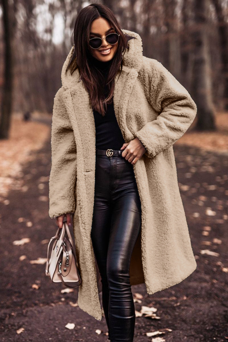 Teddy Coat | Hooded | Faux Fur | Long Coat | Vinterjacka för kvinnor-Eva Jonsson
