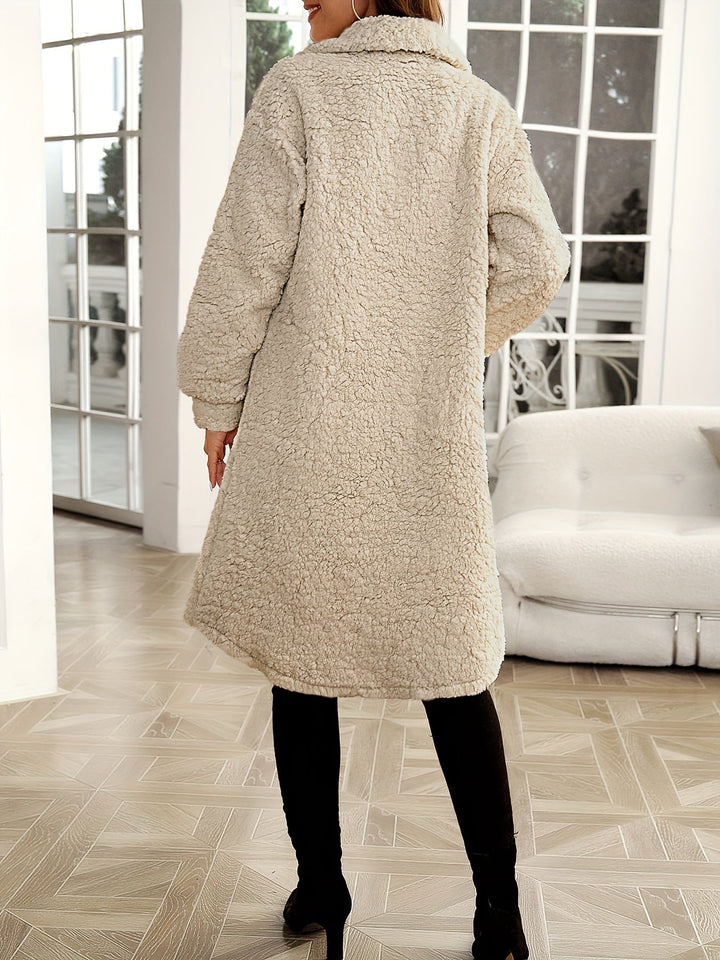 Teddy Coat | Lång | Enkelknäppt | Fuskpälsrock | Damrock-Eva Jonsson