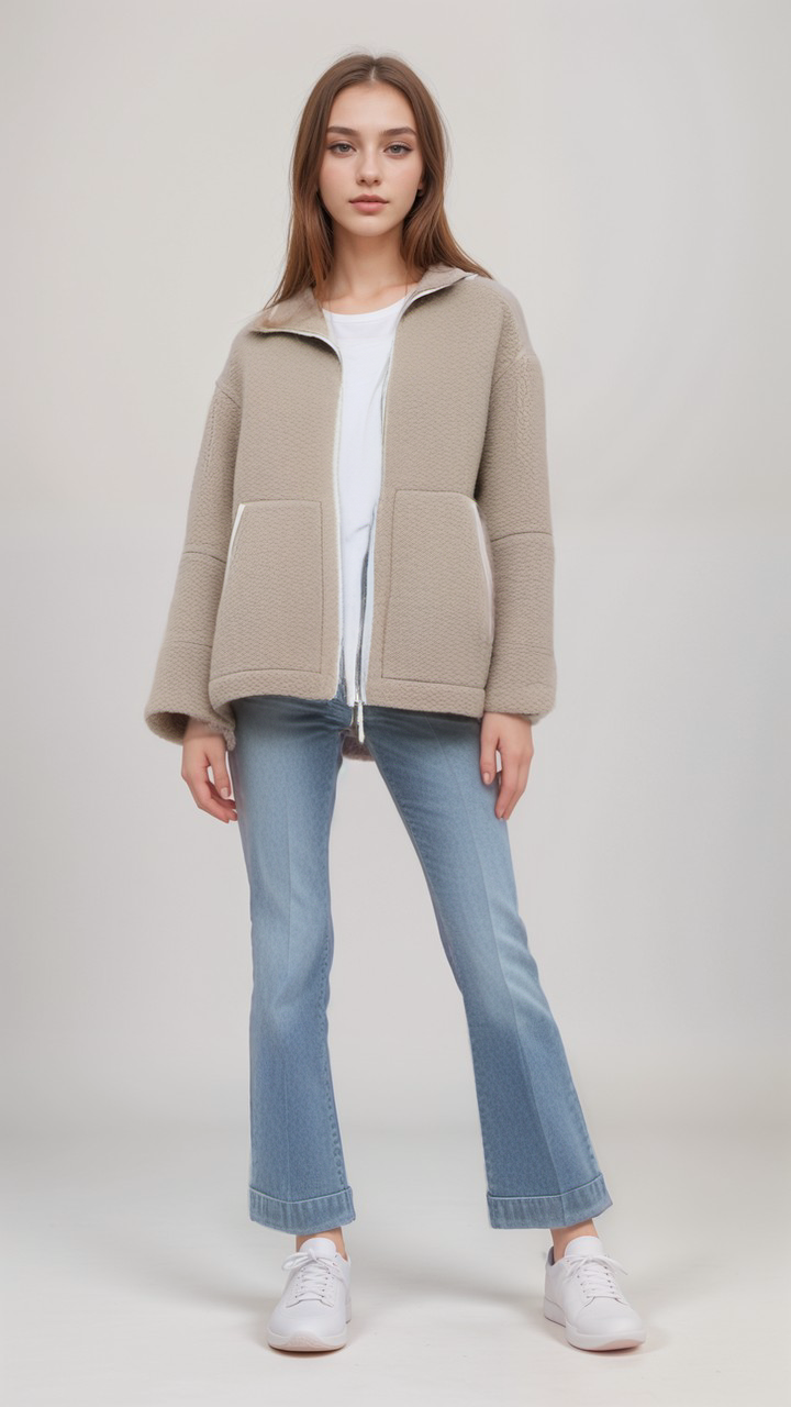 Teddy Fleecejacka - Zip-Up - Hög krage - Teddyjacka - Fleecejacka för damer-Eva Jonsson