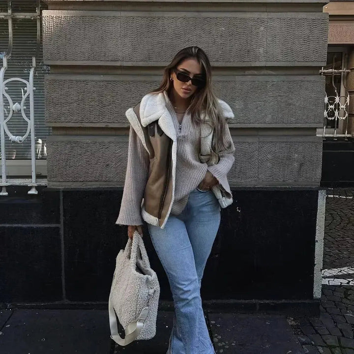 Teddy Väst - Ärmlös Teddy Fleece Vinterväst med lös passform för kvinnor-Eva Jonsson