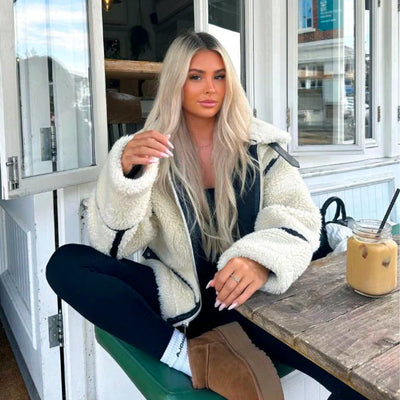 Teddyjacka - Oversized - Biker - Fuskpälsjacka - Vinterjacka-Eva Jonsson