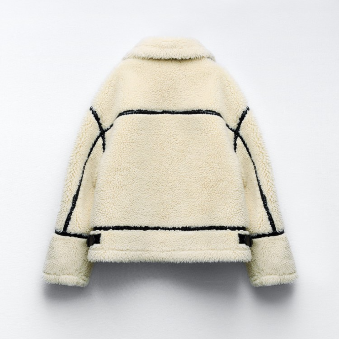 Teddyjacka | Vit | Fleece | Faux Fur Coat | Vinterjackor och -kappor för damer-Eva Jonsson
