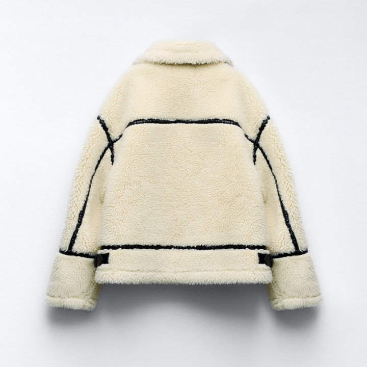 Teddyjacka | Vit | Fleece | Faux Fur Coat | Vinterjackor och -kappor för damer-Eva Jonsson