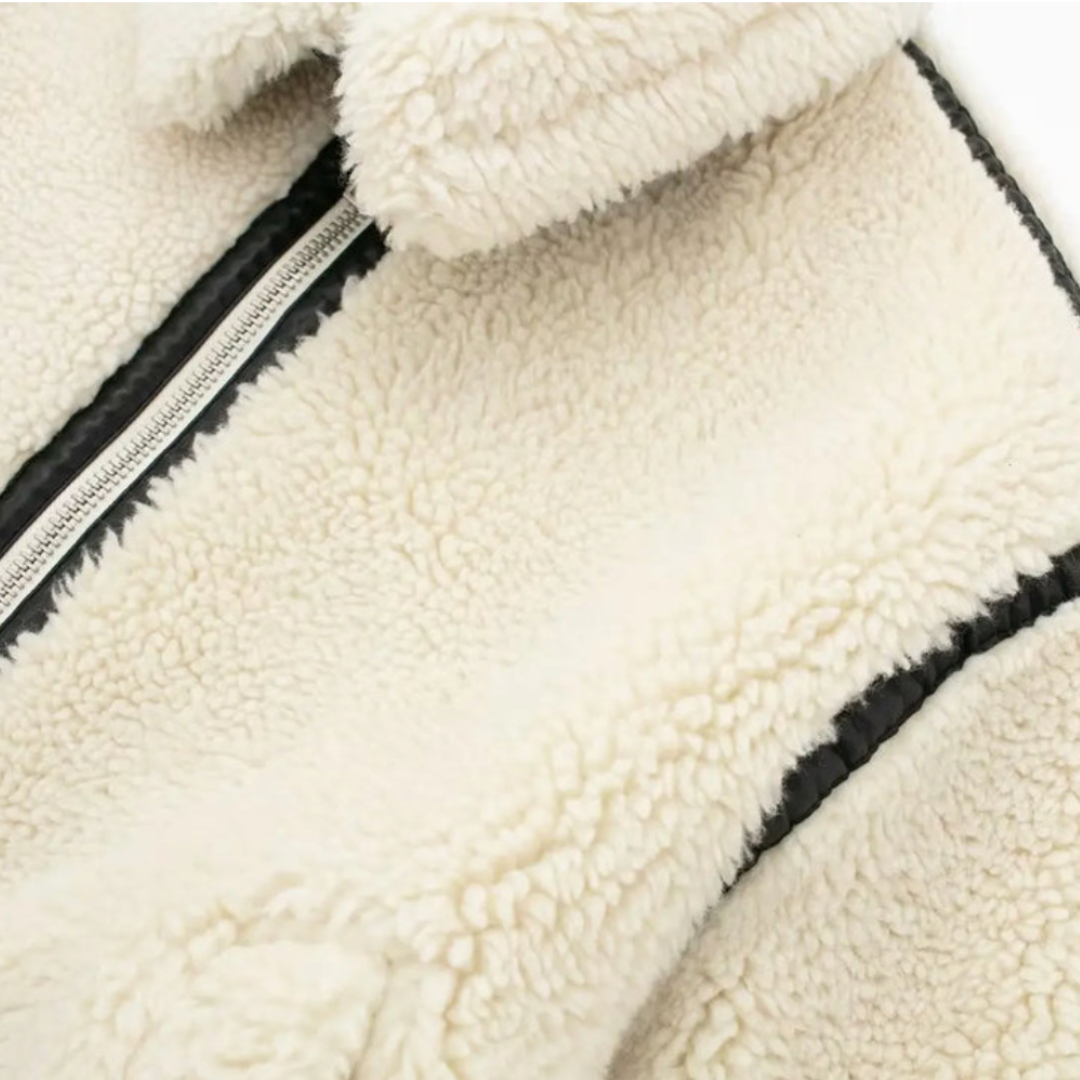 Teddyjacka | Vit | Fleece | Faux Fur Coat | Vinterjackor och -kappor för damer-Eva Jonsson