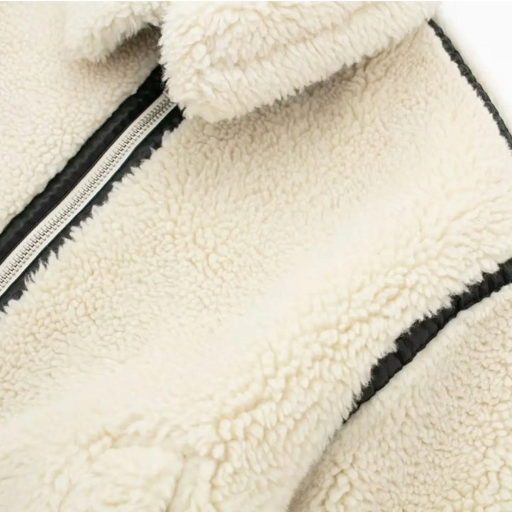 Teddyjacka | Vit | Fleece | Faux Fur Coat | Vinterjackor och -kappor för damer-Eva Jonsson