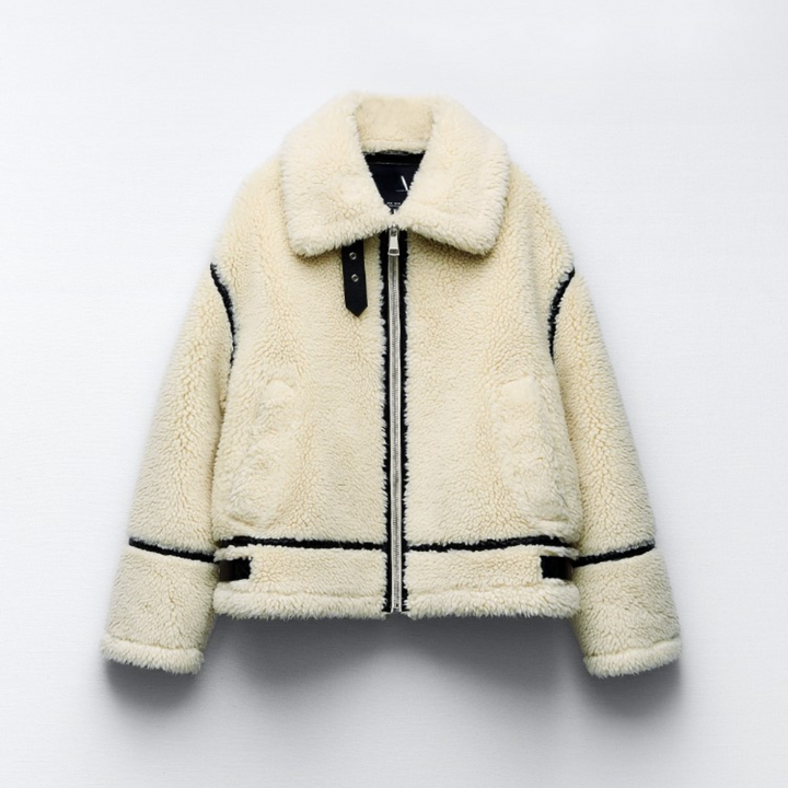 Teddyjacka | Vit | Fleece | Faux Fur Coat | Vinterjackor och -kappor för damer-Eva Jonsson