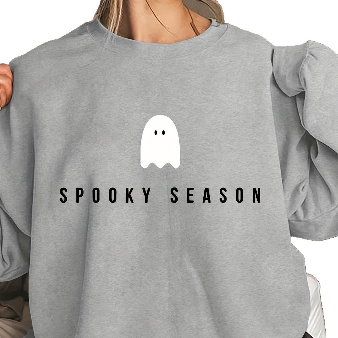 Tjej sweatshirt med roligt spökmotiv och bred passform Mirla-Eva Jonsson