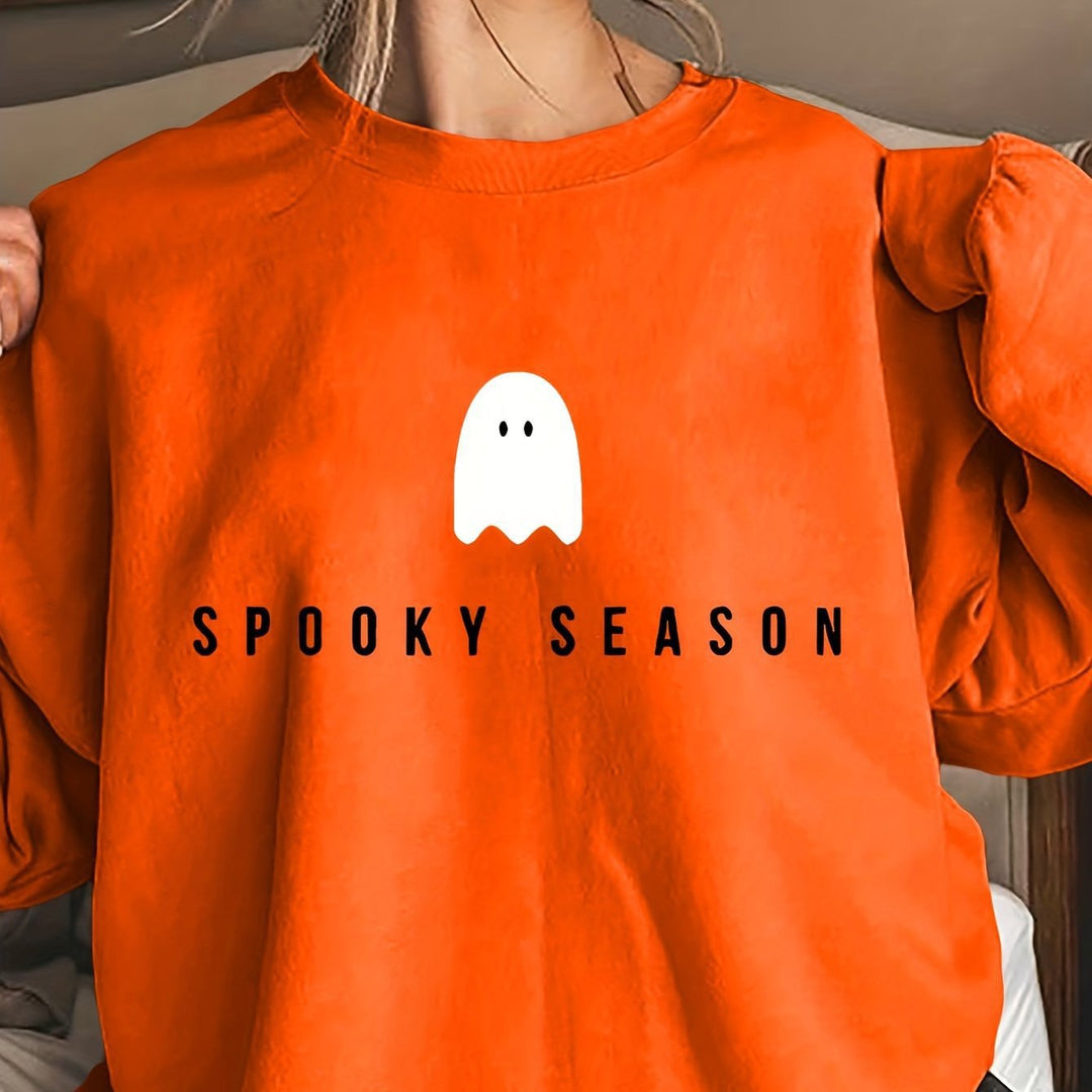 Tjej sweatshirt med roligt spökmotiv och bred passform Mirla-Eva Jonsson