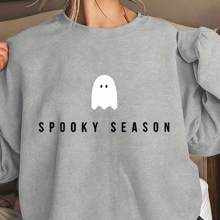 Tjej sweatshirt med roligt spökmotiv och bred passform Mirla-Eva Jonsson