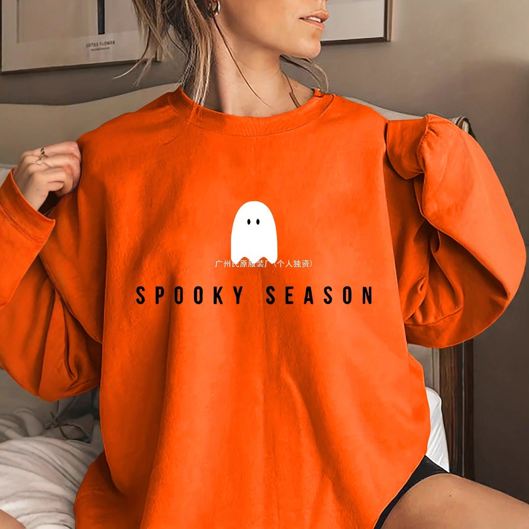 Tjej sweatshirt med roligt spökmotiv och bred passform Mirla-Eva Jonsson