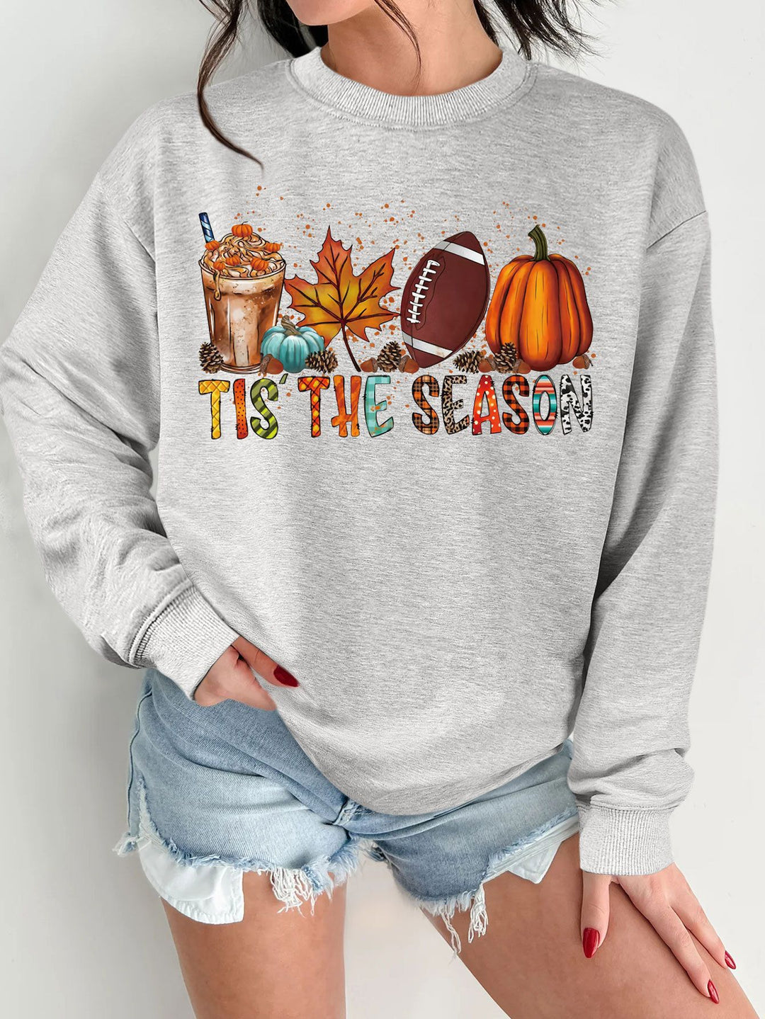 Tjejens sweatshirt med höstmotiv och avslappnad passform Mirla-Eva Jonsson