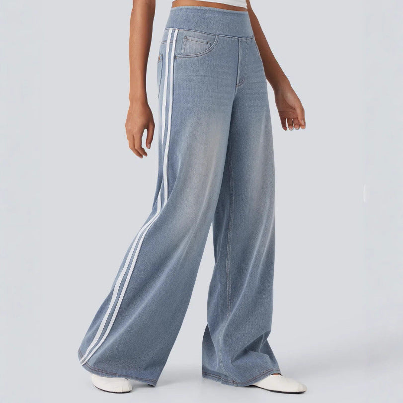 Tjejers bredskurna denimbyxor med sidofält Mirla-Eva Jonsson