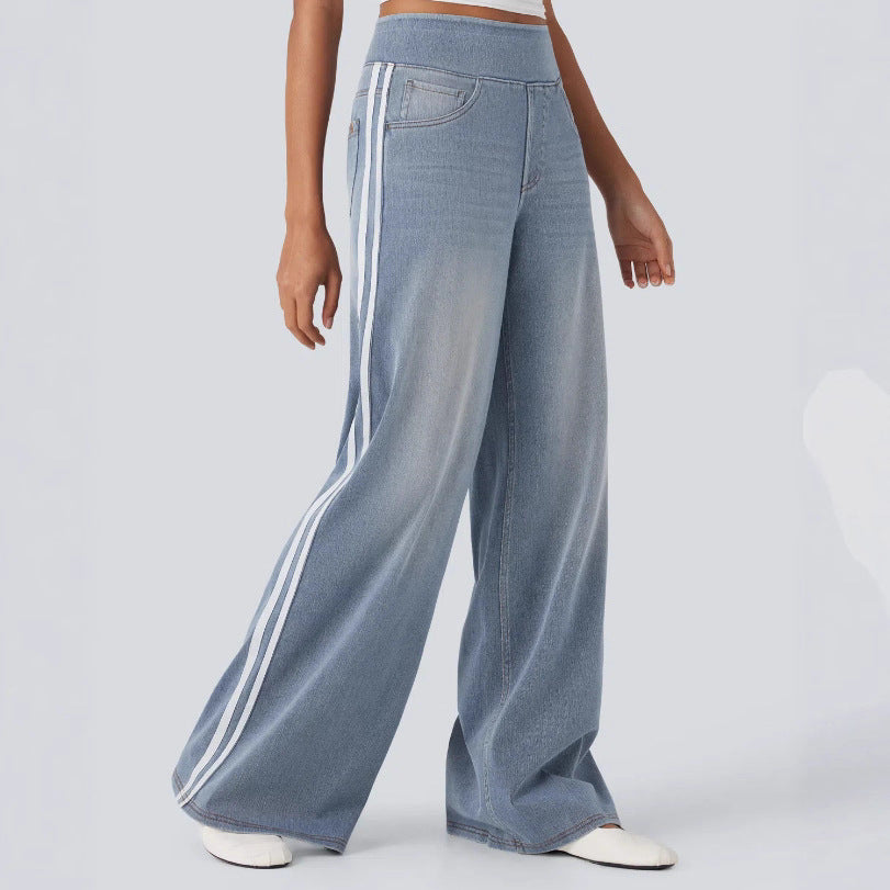 Tjejers bredskurna denimbyxor med sidofält Mirla-Eva Jonsson