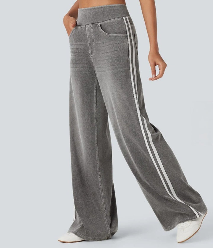 Tjejers bredskurna denimbyxor med sidofält Mirla-Eva Jonsson