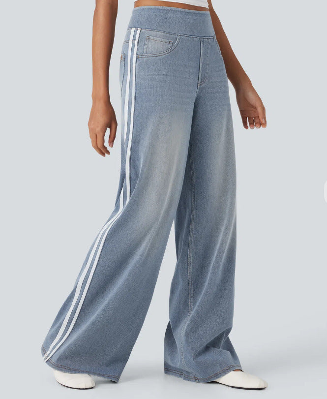 Tjejers bredskurna denimbyxor med sidofält Mirla-Eva Jonsson