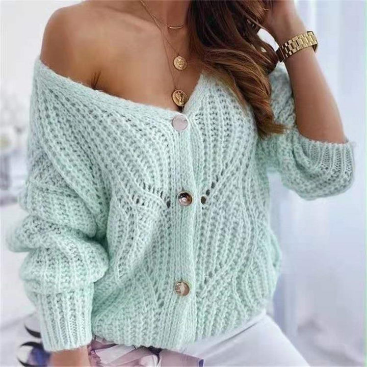 Tjejers chunky knit cardigan med fördelaktig öppen design och dekorativa knapppdetaljer Mirla-Eva Jonsson