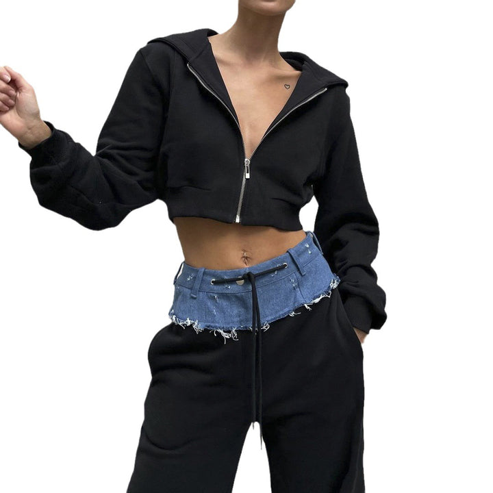 Tjejers urbana cropped sweatshirt jacka set med avslappnad midja Mirla-Eva Jonsson
