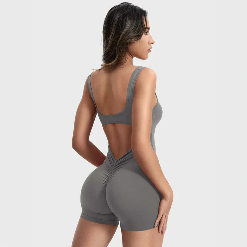 Träningsoverall - Ärmlös - Scrunch Bum - Shortsoverall - Jumpsuit Fitness Wear-Eva Jonsson