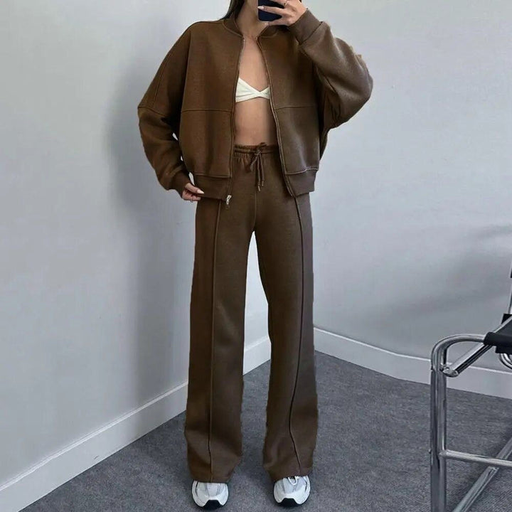 Träningsoverall - Zip-Up - Joggers med vida ben - Co-Ord Set - Joggerset för dam-Eva Jonsson