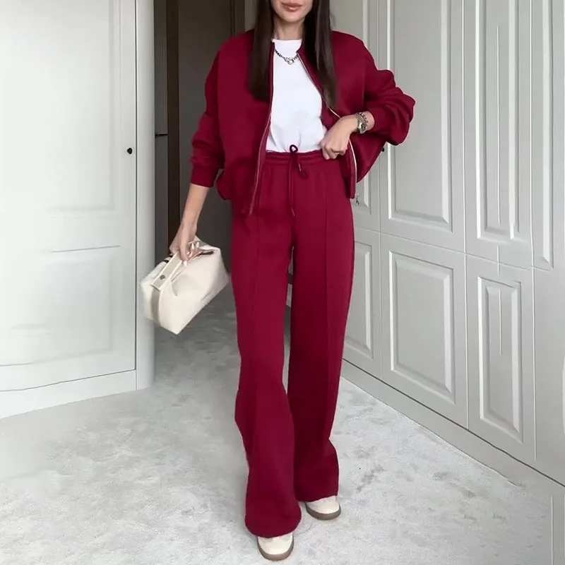 Träningsoverall - Zip-Up - Joggers med vida ben - Co-Ord Set - Joggerset för dam-Eva Jonsson