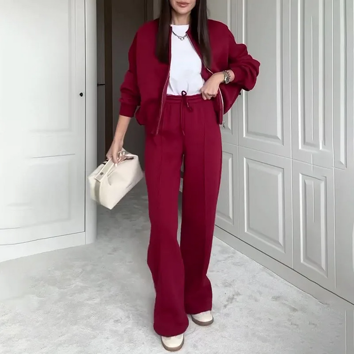 Träningsoverall - Zip-Up - Joggers med vida ben - Co-Ord Set - Joggerset för dam-Eva Jonsson