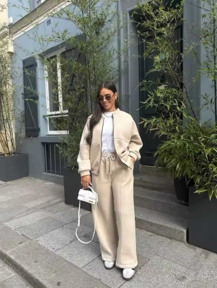 Träningsoverall - Zip-Up - Joggers med vida ben - Co-Ord Set - Joggerset för dam-Eva Jonsson