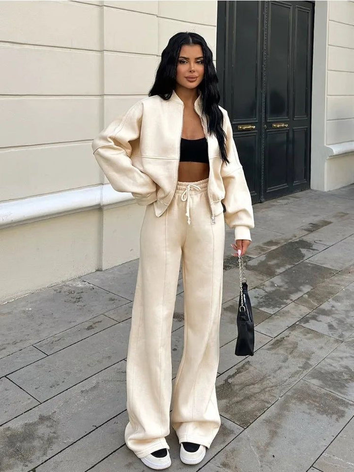 Träningsoverall - Zip-Up - Joggers med vida ben - Co-Ord Set - Joggerset för dam-Eva Jonsson