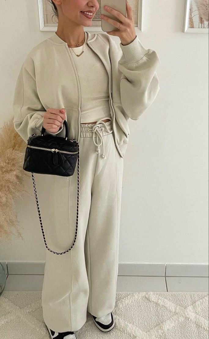 Träningsoverall - Zip-Up - Joggers med vida ben - Co-Ord Set - Joggerset för dam-Eva Jonsson
