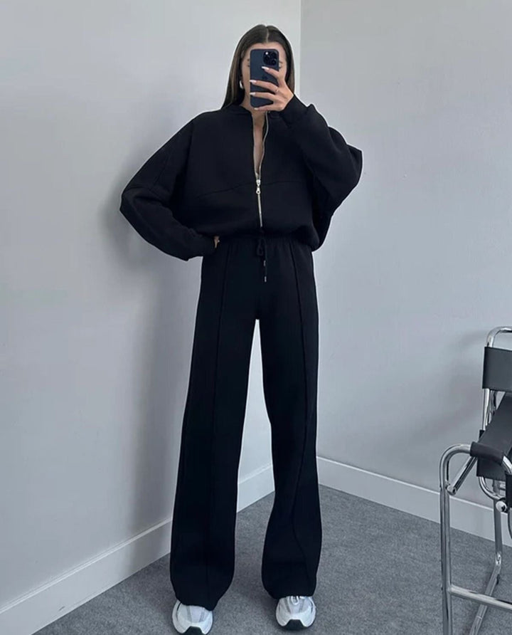 Träningsoverall - Zip-Up - Joggers med vida ben - Co-Ord Set - Joggerset för dam-Eva Jonsson