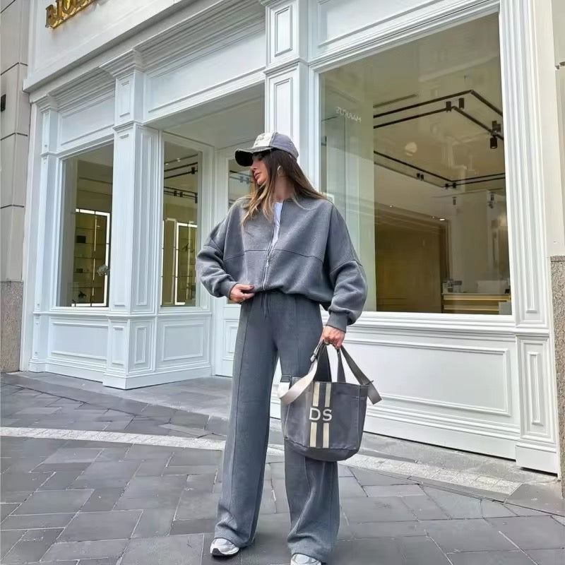 Träningsoverall - Zip-Up - Joggers med vida ben - Co-Ord Set - Joggerset för dam-Eva Jonsson