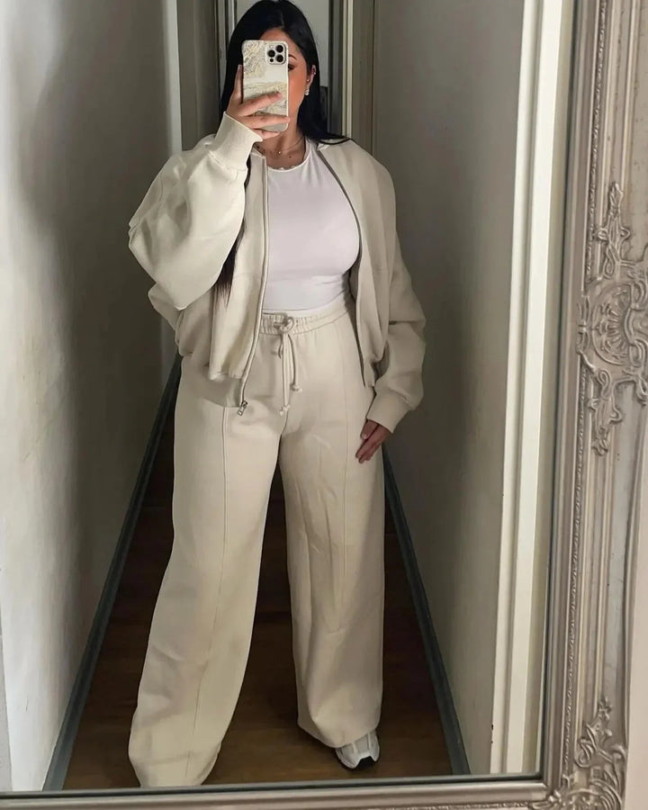 Träningsoverall - Zip-Up - Wide Leg - Joggerset - Hoodie och Sweatpants Set Dam-Eva Jonsson