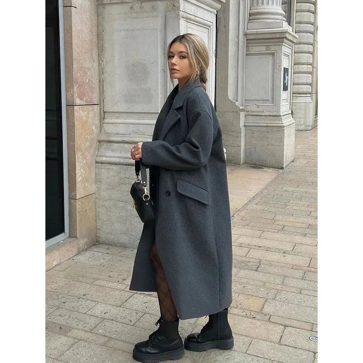 Trenchcoat i ull - Dubbelknäppt - Oversized - Lång ullrock - Vinterrockar & jackor för dam-Eva Jonsson