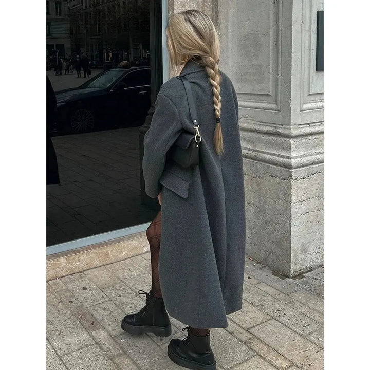 Trenchcoat i ull - Dubbelknäppt - Oversized - Lång ullrock - Vinterrockar & jackor för dam-Eva Jonsson